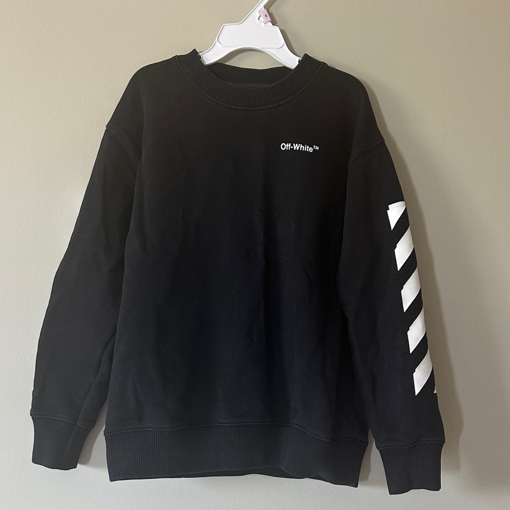 Off-White Kids Black and White Crewneck Sweater